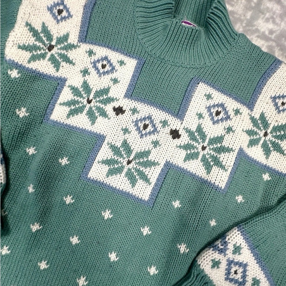 Vintage 62 East Women’s Pastel Print Mock Neck Sweater Medium chunky knit